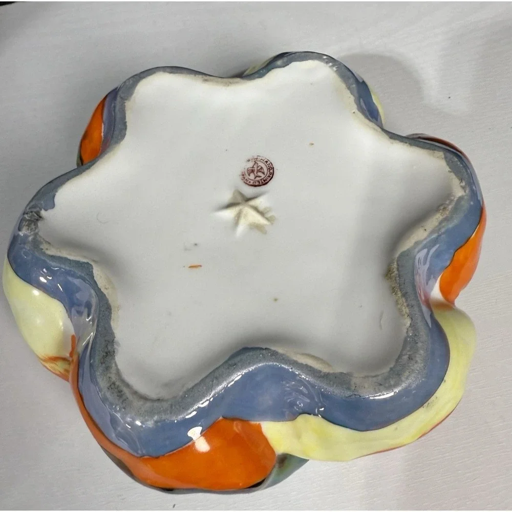 Vintage SEIEI And Co. Lusterware Figural Goose Bowl Japan 9 Inches 1930's Swans